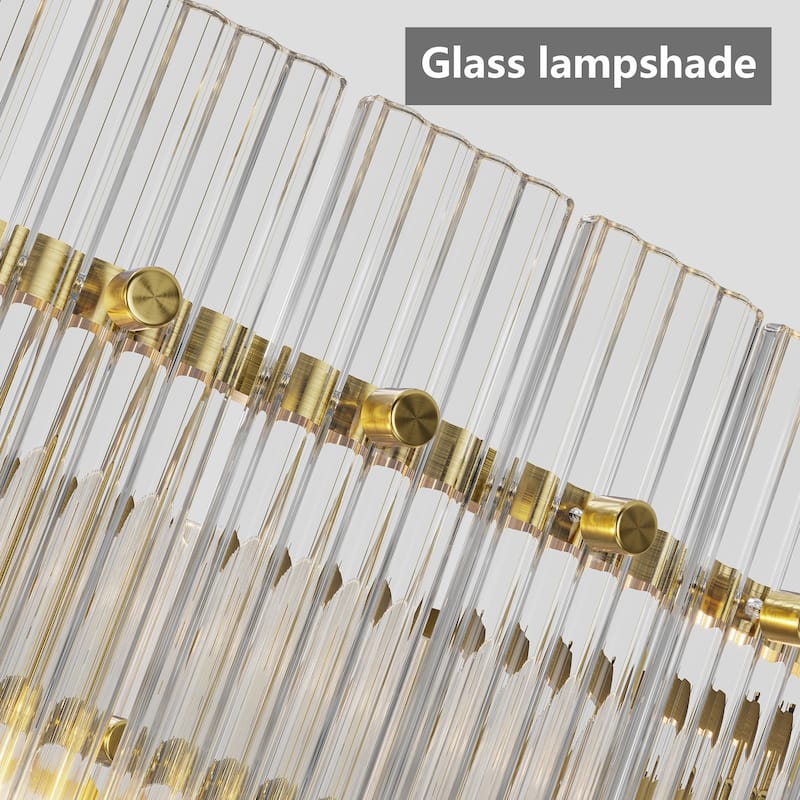 Anmytek 37 Inch Gold 2-Tier 8-Light Water Ripple Crystal Chandelier for Dining Room Living Room - 37 Inch