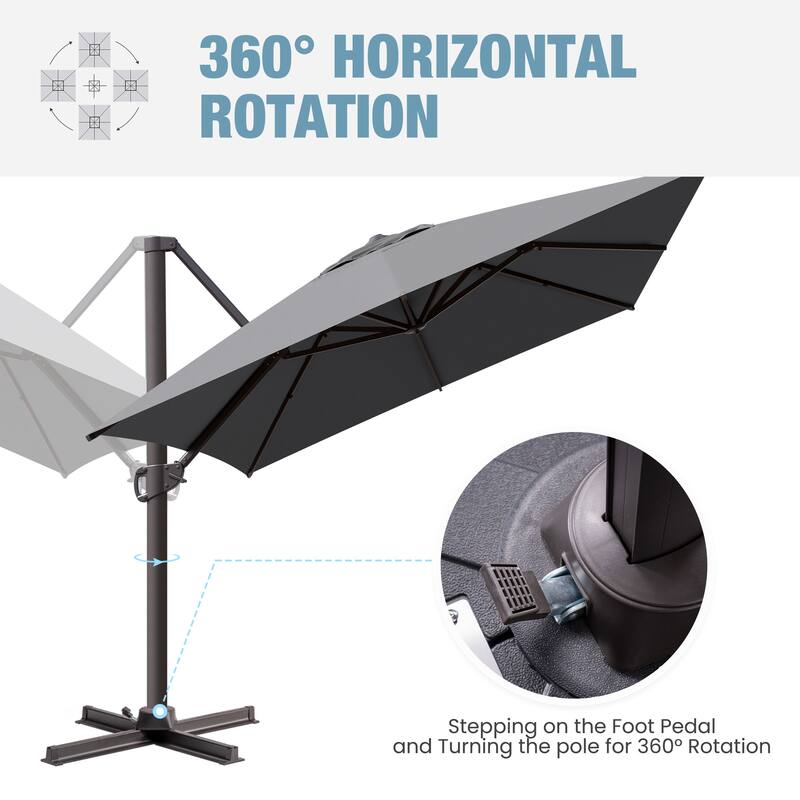 VredHom 10x13FT Patio Cantilever Umbrella Outdoor Offset Umbrella 360-Degree Rotation