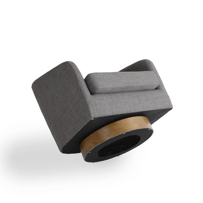 Faux Leather Wide Seat Swivel Barrel Chair