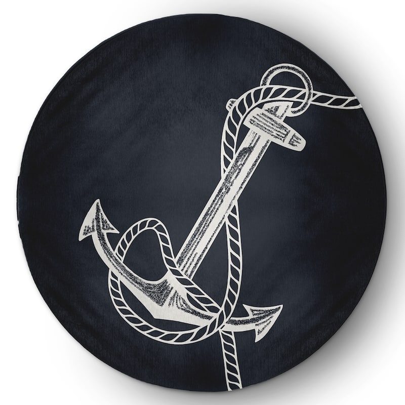 Anchored Nautical Indoor/Outdoor Rug - Shark Blue - 5' Round