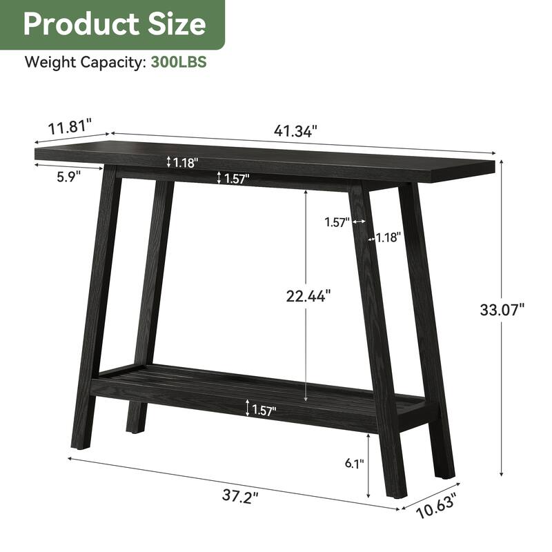 Solid Wood Console Table, 41.3" Rustic Entryway Table with Shelf
