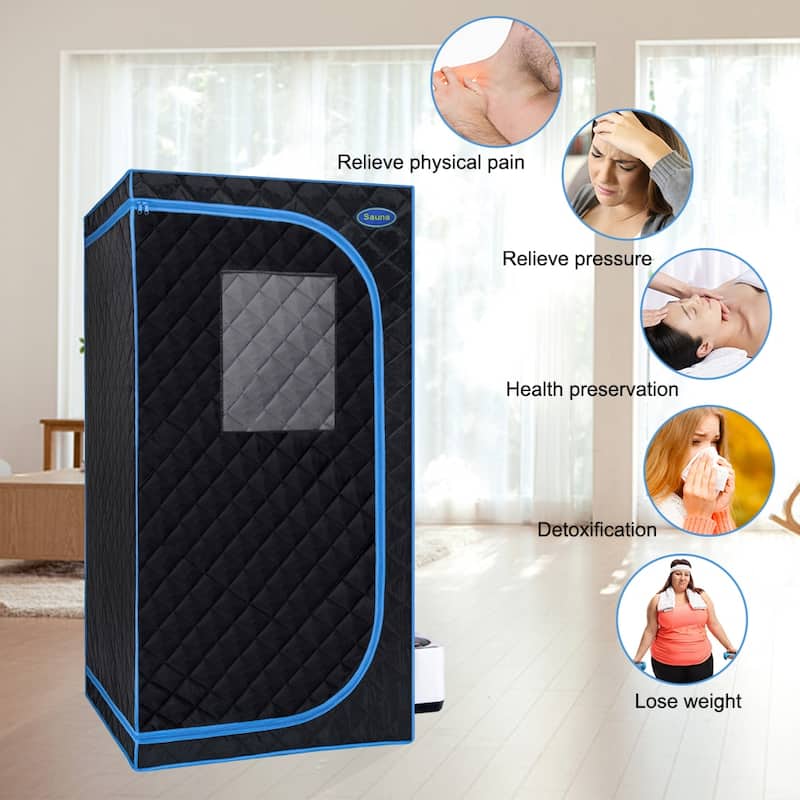Portable Black Full Size Steam Sauna tent-Personal Home Spa