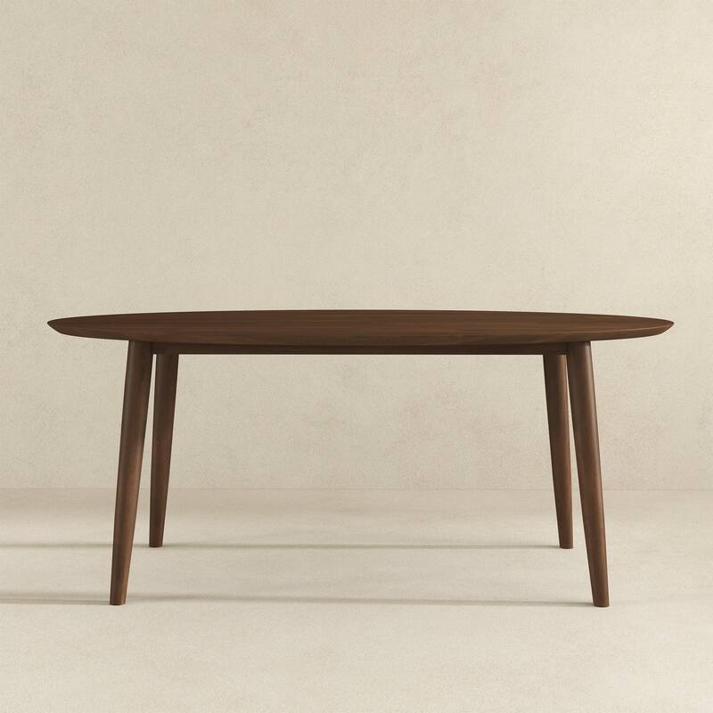 Ada Mid Century Modern Solid Wood Walnut Oval Dining Table for Dining Room or Kitchen 29.5"H x 35.4"D x 66.9"W Kitchen D