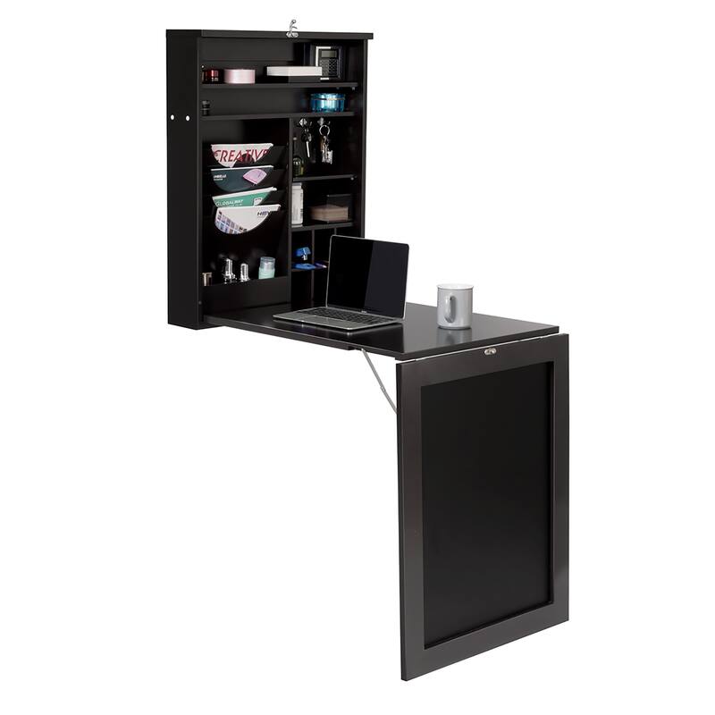 Multi-Functional Wall Mounted Table Fold Out Convertible Desk - Black