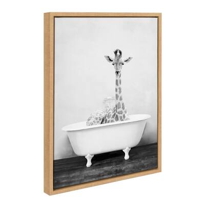 Kate and Laurel Sylvie Giraffe 2 in the Tub Framed Canvas by Amy Peterson