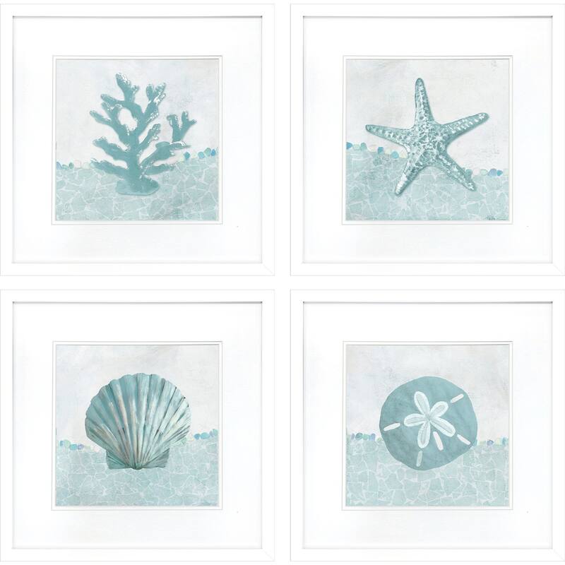 Paragon Coastal Mosaic Framed Art - Set of 4