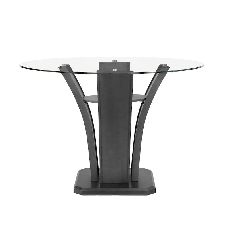 Janna Dove Fabric Round Glass Counter Height Set