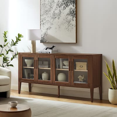 Nell 72" Glass Door Sideboard Storage Display Cabinet
