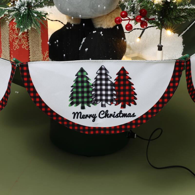 Holiday 31.5" Animated Musical Snowing Christmas Trees and Santa Decor with LED Lights - 31.49" H x 26.77" Diameter