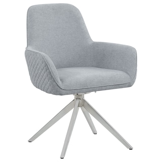 Abby Light Grey Fabric Upholstered Swivel Dining Arm Chair