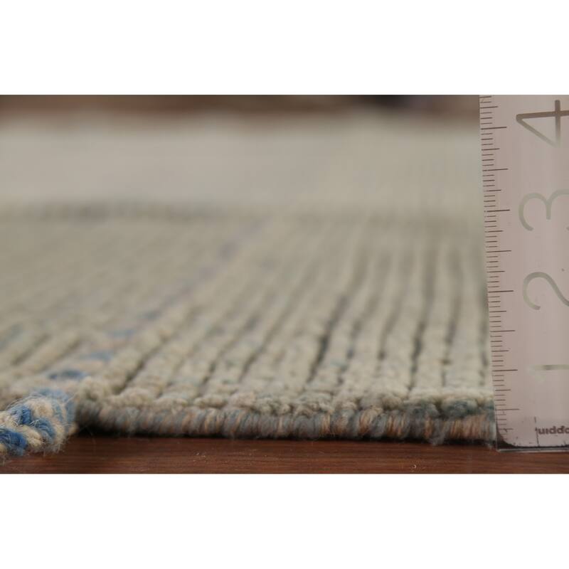 All-Over Abstract Moroccan Modern Area Rug Handmade Stripe Wool Carpet - 8'10"x 11'9"