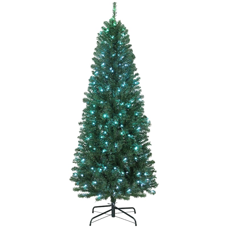 6 Foot Artificial Christmas Tree with 240 LED Lights and Remote Control - Green