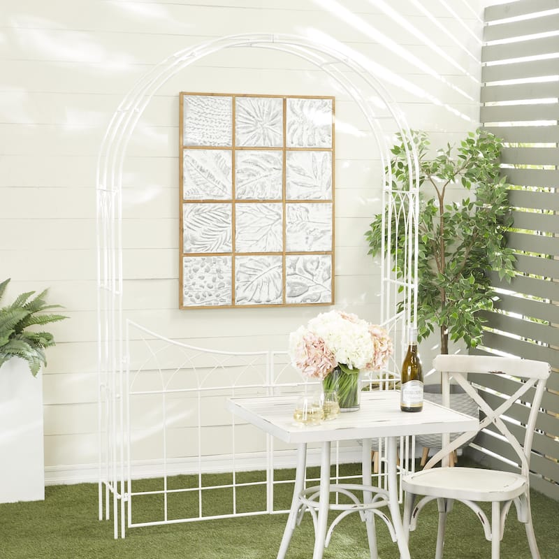 Metal Indoor Outdoor Arched Gate Garden Arbor with Lattice Work Sides - Black or White - Roche River Decor