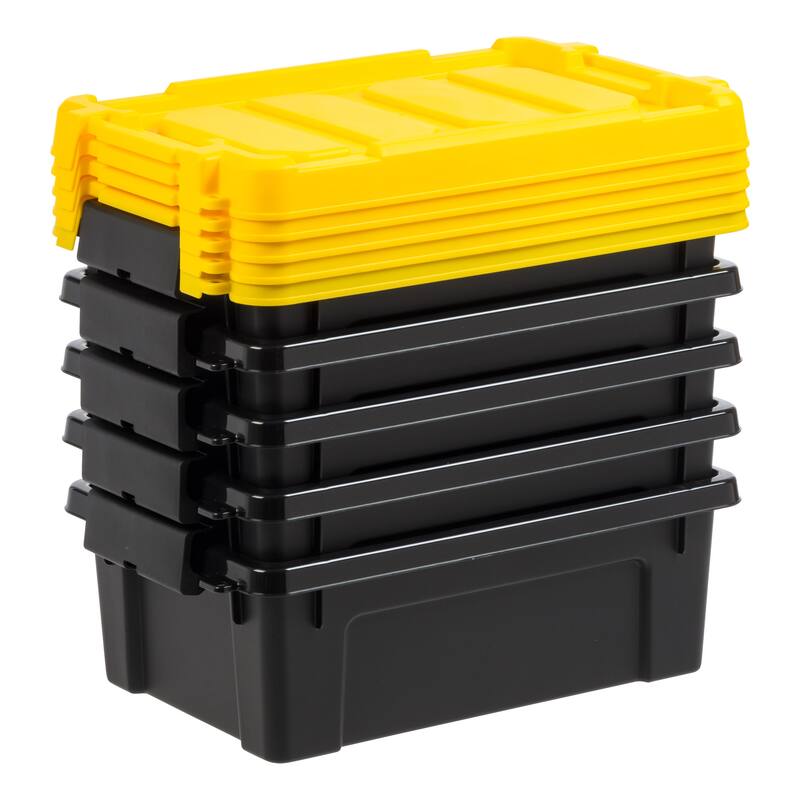 IRIS USA® STOR-IT-ALL 13.30 Qt Buckle Lid - Black - Set of 5