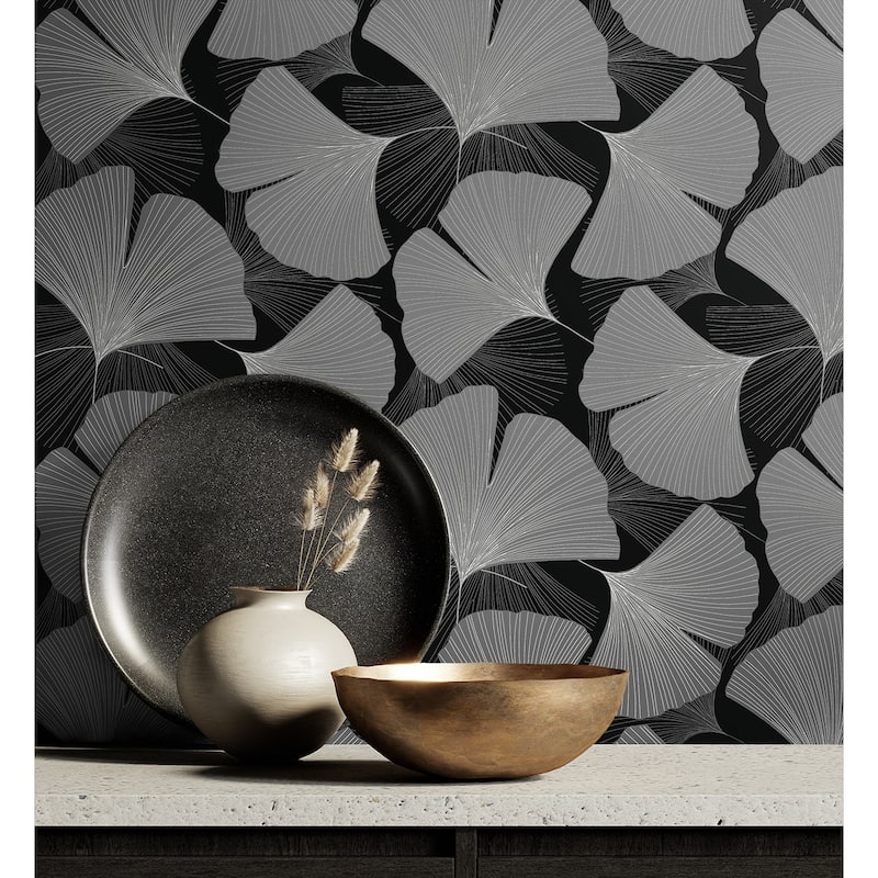 NextWall Tossed Ginkgo Leaf Peel and Stick Wallpaper