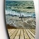 preview thumbnail 3 of 8, Designart 'Wooden Pier in Waving Sea' Oversized Coastal Wall CLock