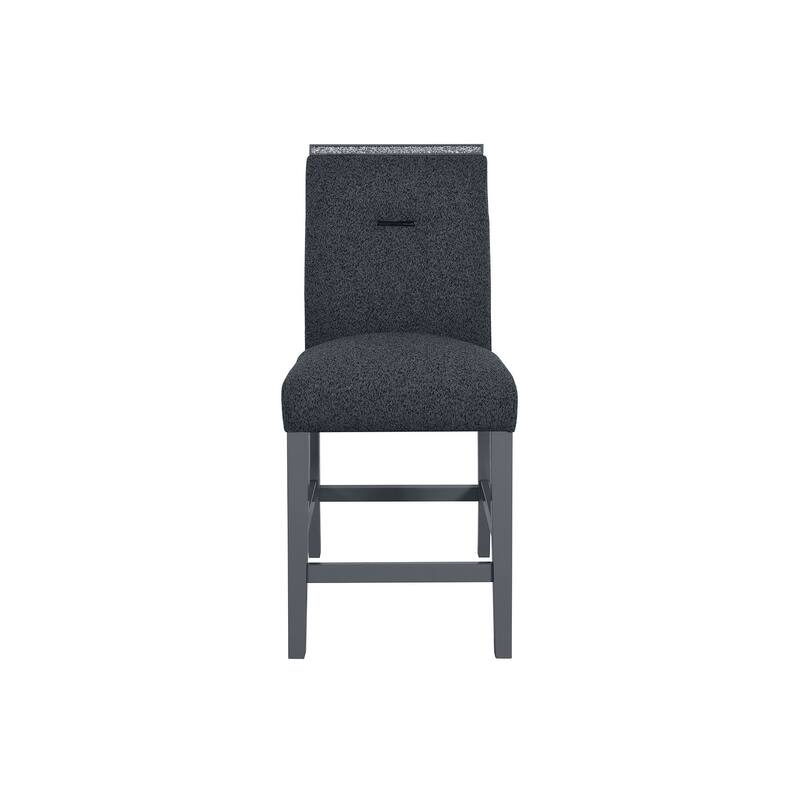 HomeRoots 25" Dark Gray Wood and Suede Counter Height Bar Chair