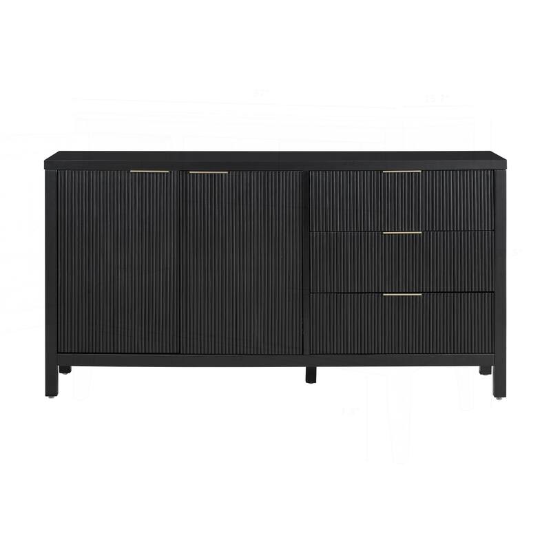 Minimalist Wave-Pattern Sideboard with Diverse Materials