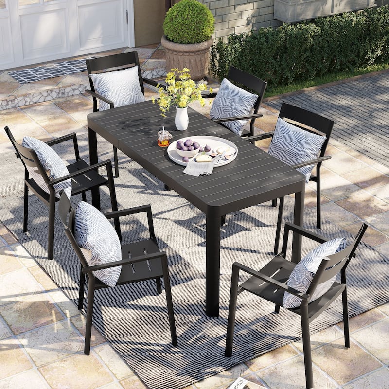 Pellebant Outdoor Dining Table Aluminum Extendable Table - 46.1" / 63.8" (L) x 27.6" (W) x 29.9" (H)