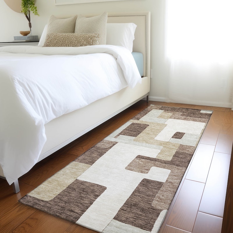 Premium Washable Super Soft Geo Casual Mayfield Rug - Brown - 2'3" x 7'6"