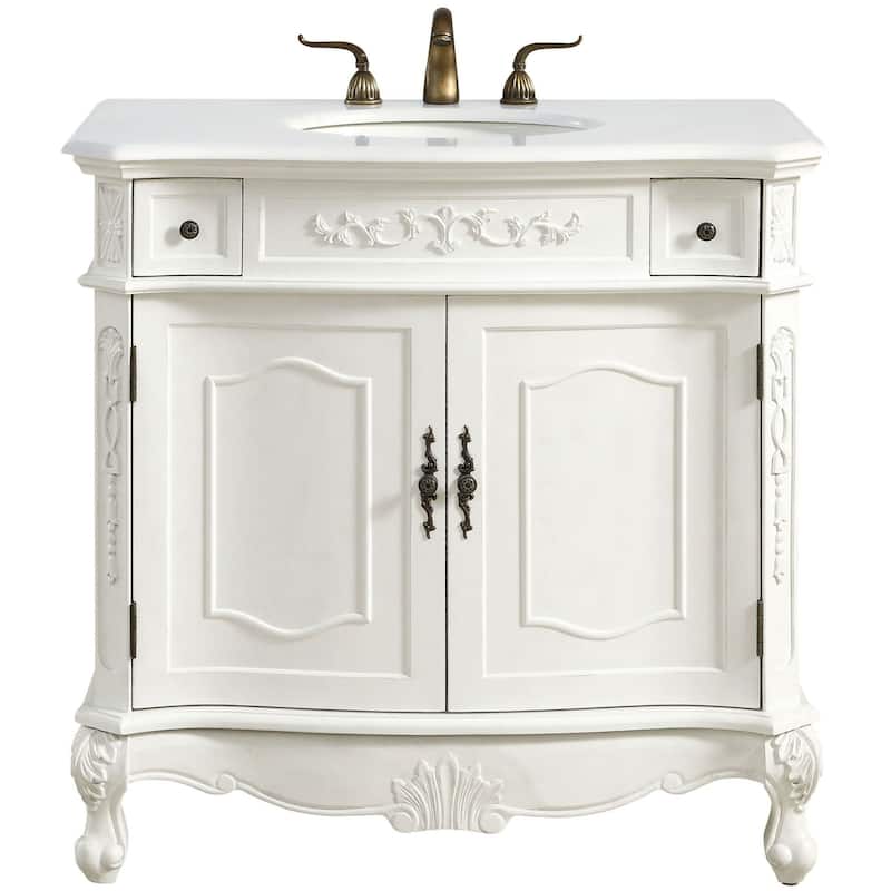 Elegant Lighting VF10136-VW Danville 36" Free Standing Single Basin - Antique White - Antique