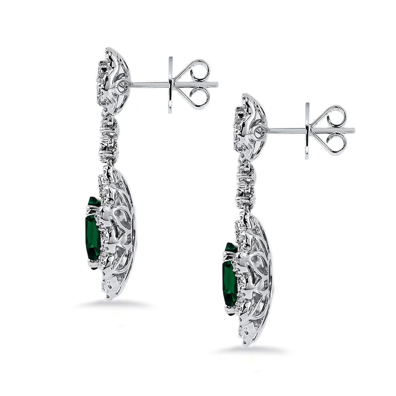 Auriya 4 9/10ct Fancy Oval-cut Emerald Halo Diamond Drop Earrings 1 1/4ctw 18k Gold