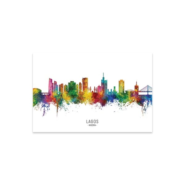 Lagos Nigeria Skyline City Name Print On Acrylic Glass by Michael