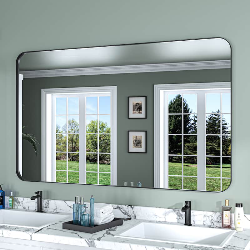 TOOLKISS Aluminum Alloy Round & Right Angle Frame Vanity Mirror