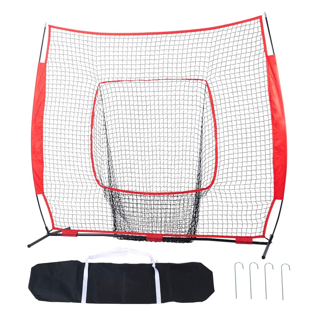 7x7 ft Baseball Softball Practice Net with Carry Bag and Strike Zone