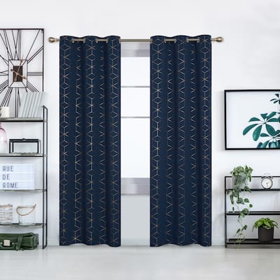 Deconovo Gold Diamond Curtains Panel Pair(2 Panel)