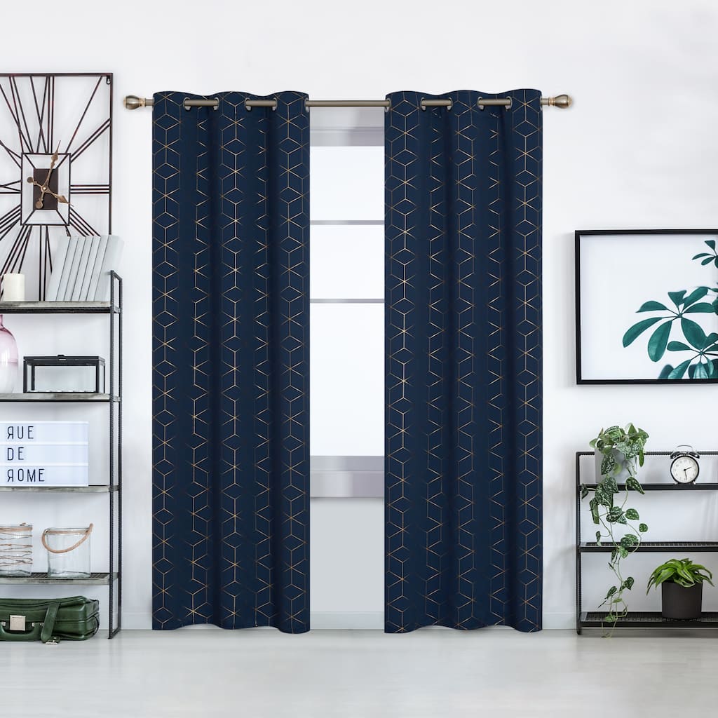 Deconovo Gold Diamond Curtains Panel Pair(2 Panel)