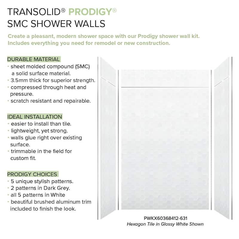 Transolid PWKX60368412 Prodigy 96" H x 60" W x 36" D Three Panel