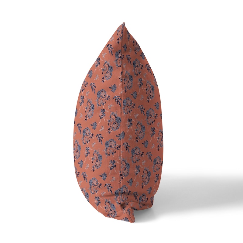 Copper And red Rose Dreams Indoor/Outdoor Throw Pillow Zipper