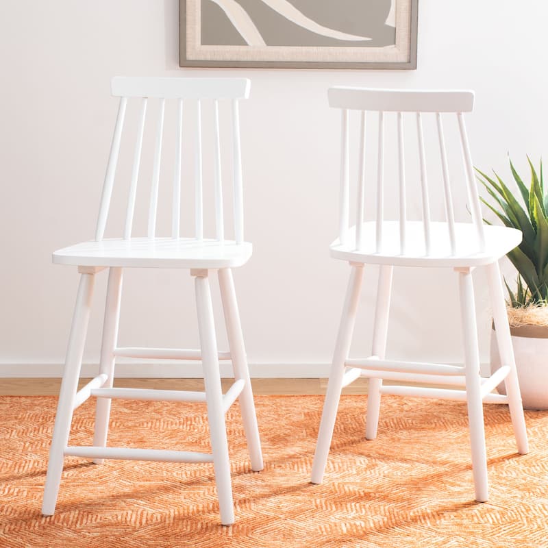 SAFAVIEH Beaufort 24-inch Spindle Farmhouse Counter Stool (Set of 2) - 17.7" x 20.5" x 39.1" - White