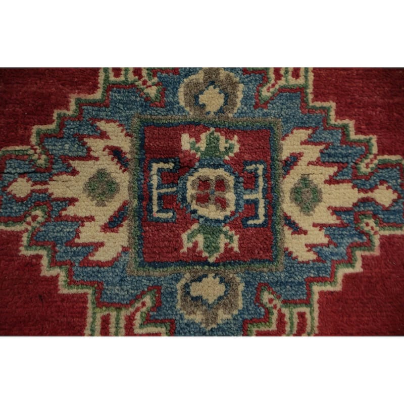 Hand Knotted Oriental 100% Wool Carpet Traditional Geometric Red Kazak Area Rug - 6' 0'' X 3' 11''