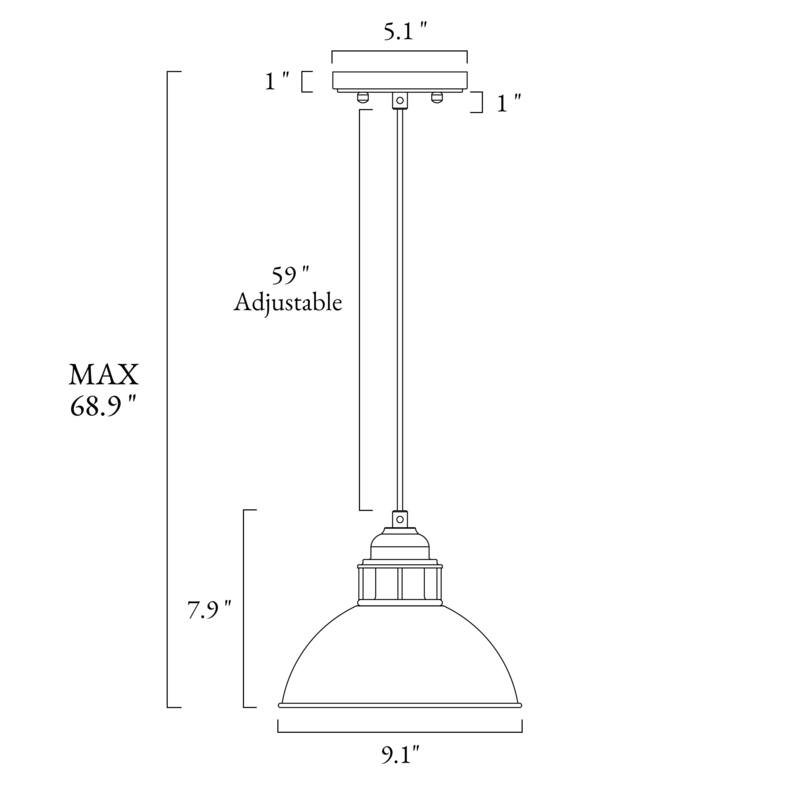 The Gray Barn Farmhouse 1-Light Dome Pendant Industrial Island Lights - D9" x H7.3"