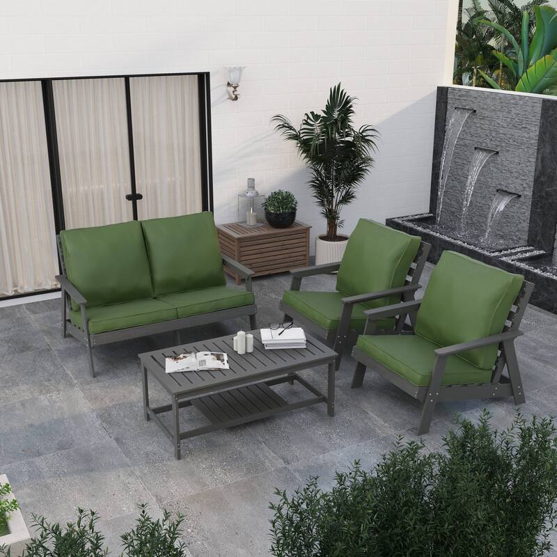 Alpine Modern Outdoor Upholstered Accent Chair - Lounge Armchair with Removable Cushions for Living Room