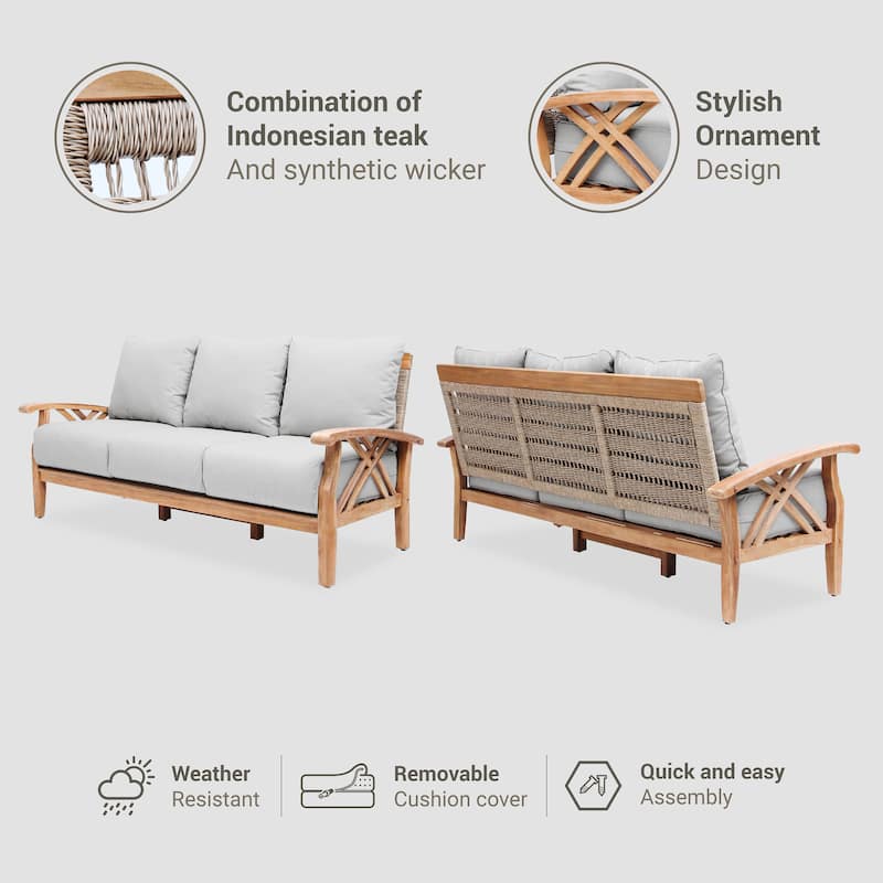 Cambridge Casual Carmel Teak Outdoor Sofa with Cushion