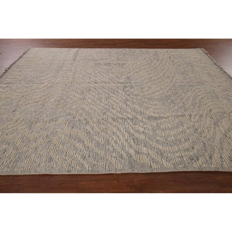 All-Over Moroccan Abstract Area Rug Hand-Knotted Wool Carpet - 8'0"x 10'3"