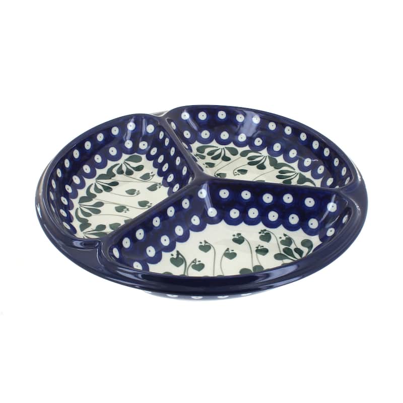 Blue Rose Polish Pottery 484 Ceramika Artystyczna Three Part Divided Dish - Alyce
