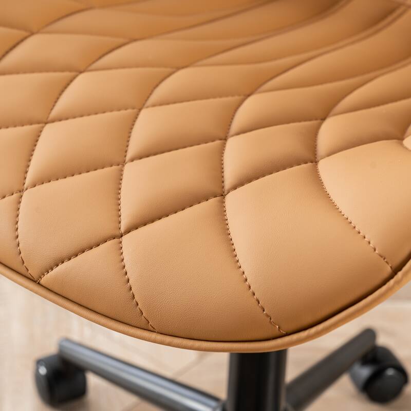Faux Leather Office Chair with Wheels, Upholstered Task Chair