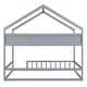 preview thumbnail 14 of 15, Full Size Wooden House Bed Kids Bed with Fence and Roof with Storage Shelf,Solid Construction For Bedroom