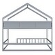 preview thumbnail 3 of 18, Wooden Full Size House Bed with Storage Shelf,Kids Bed with Fence and Roof, Gray