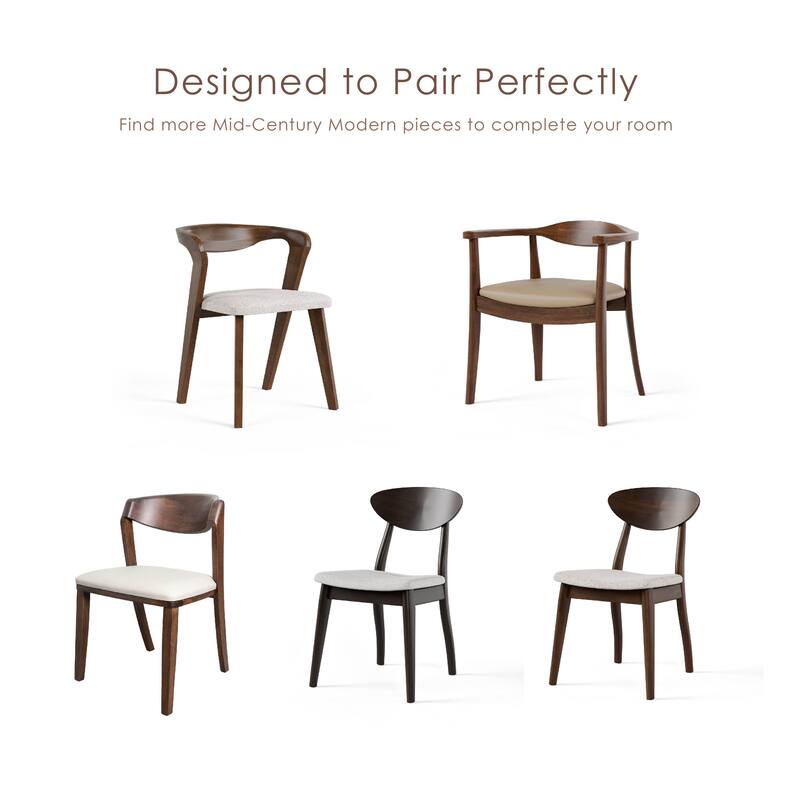 Furniture of America Abigail II Mid-Century Modern 7-Piece Rich Walnut Solid Wood Dining Set