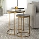 preview thumbnail 2 of 5, Round Top Brass Nesting Tables - 24" - Gray and Gold - Set of 2