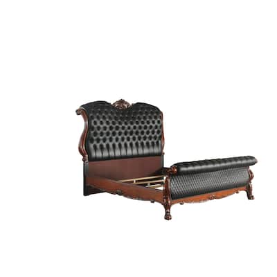 Eastern King Bed - Classic Comfort PU & Cherry Oak Finish Bedroom Furniture