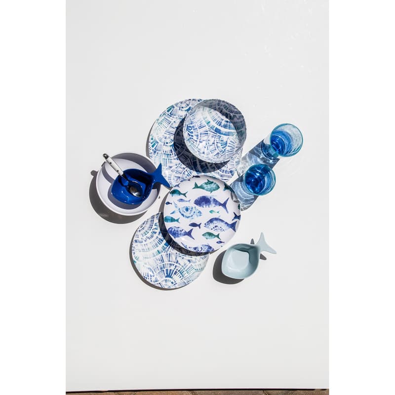 Abode Homewares Coastal Scallops Melamine Dinner Plate - Blue - 10.5" - Set of 6