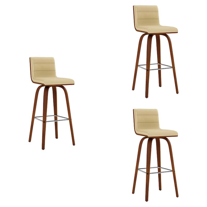 Skara Swivel Bar Stool, Upholstered Bar Height Chair with Bentwood Frame