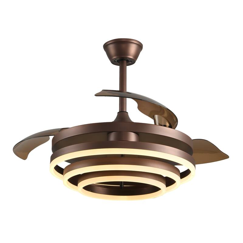 Bella Depot 42" Modern Retractable DIY Shape Ceiling Fan with Remote, 6-Speed Reversible Ceiling Fan with LED Light