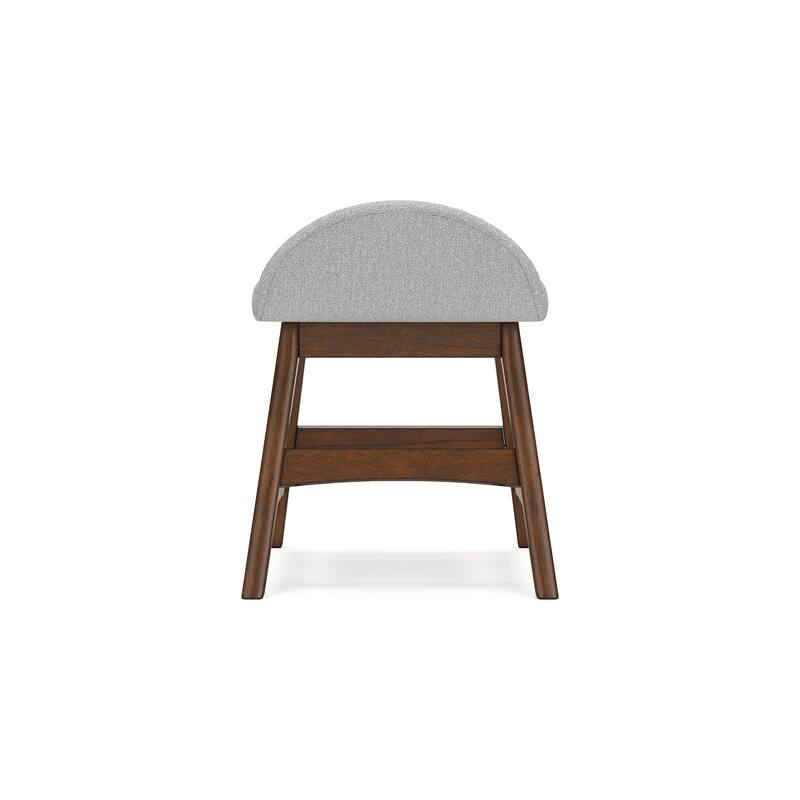 Jeyn Home Office Desk Chair, Gray Padded Saddle Seat, Brown Wood